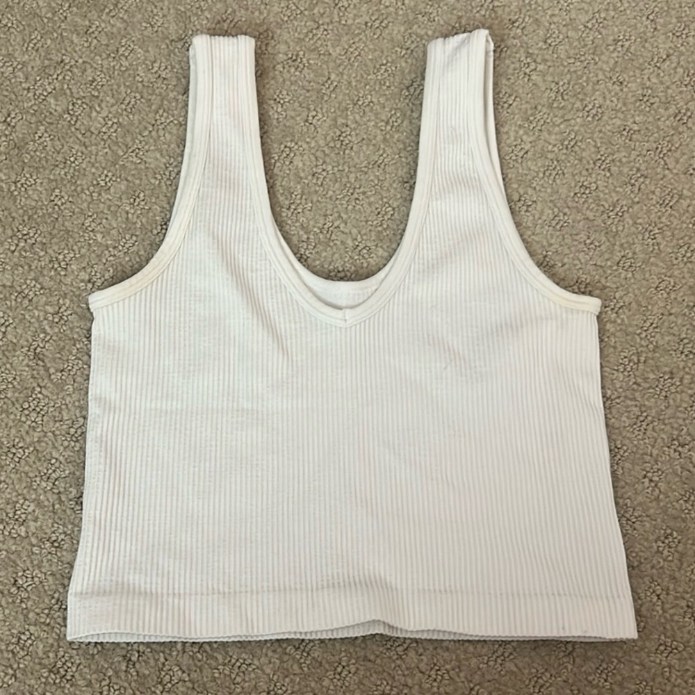 White Ribbed Women's Tank Top